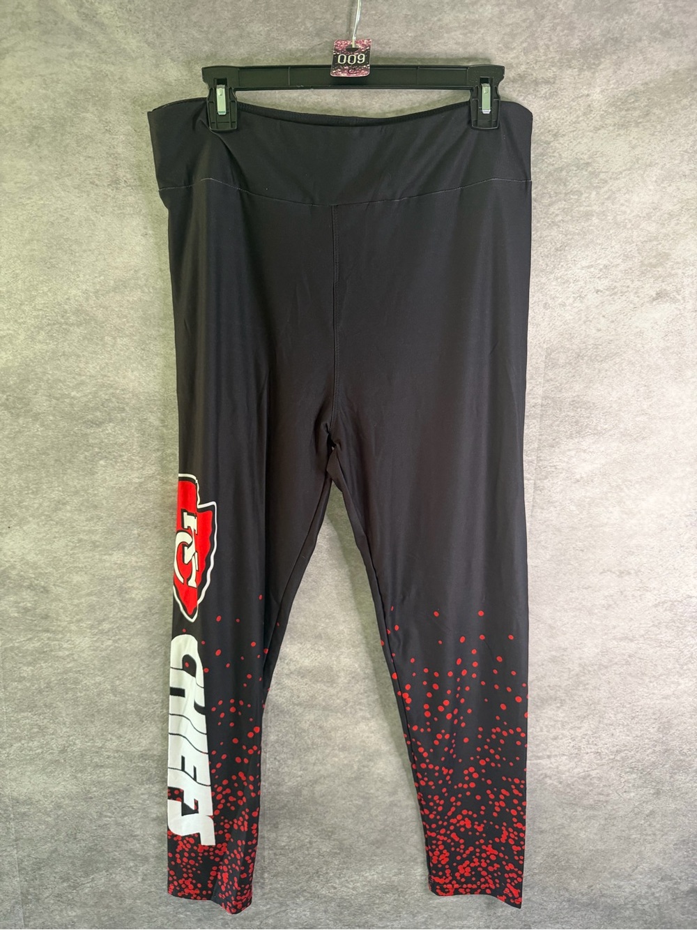Women’s Black Athletic Leggings with Red Team Graphic KC Chiefs